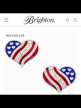 Brighton Red, White & Blue Heart Stud Earrings